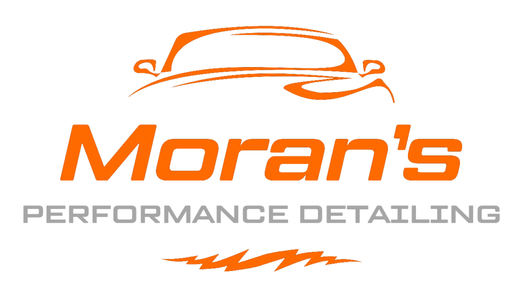 Morans Performance Detailing logo featuring bold text on a black background, emphasizing the brand identity.